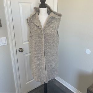 Zara Long Hooded Wool Sweater Vest